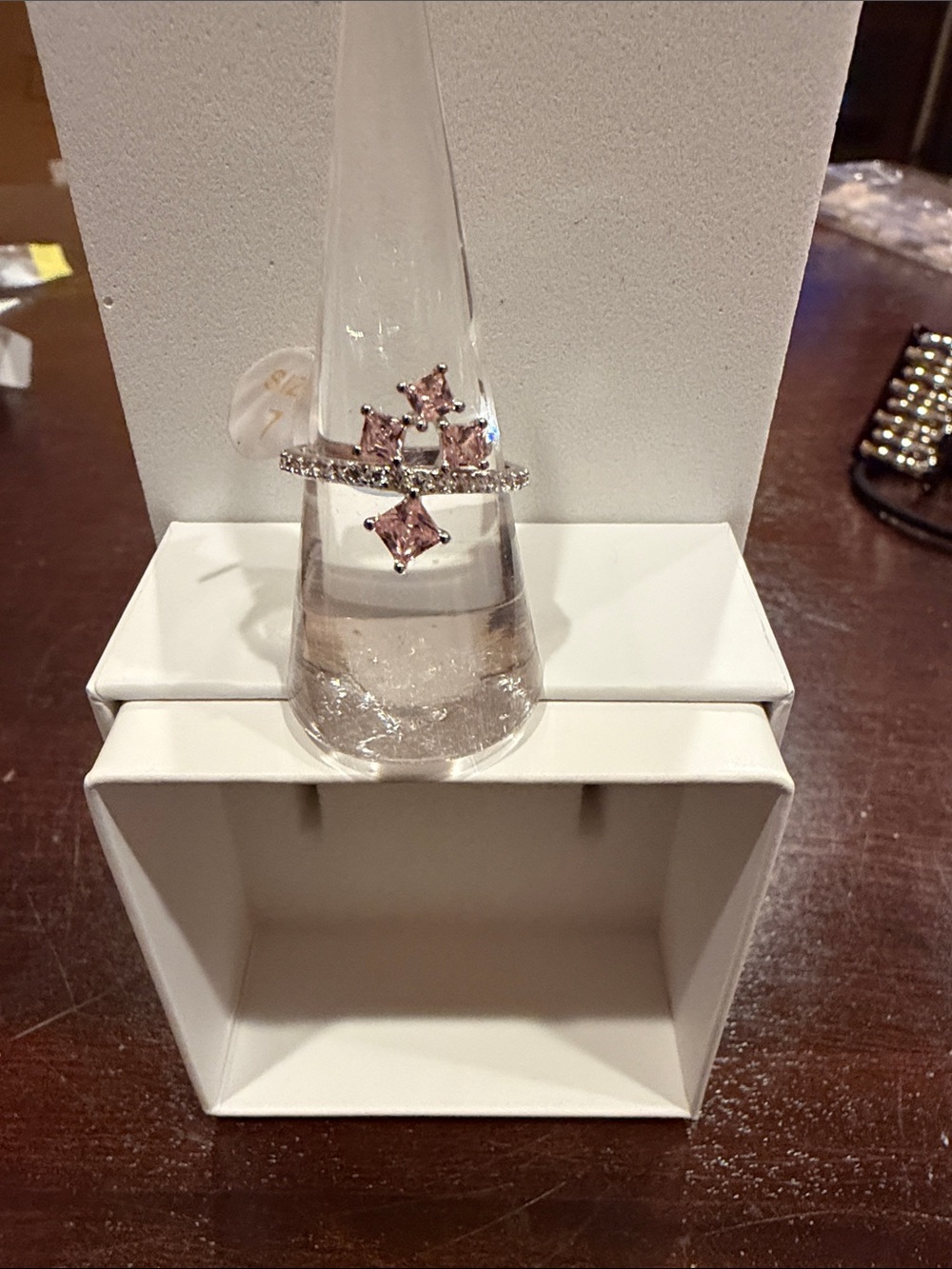 Rose Quartz on Rhodium